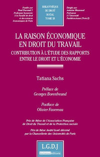 la raison économique en droit du travail - contribution à l'étude des rapports e