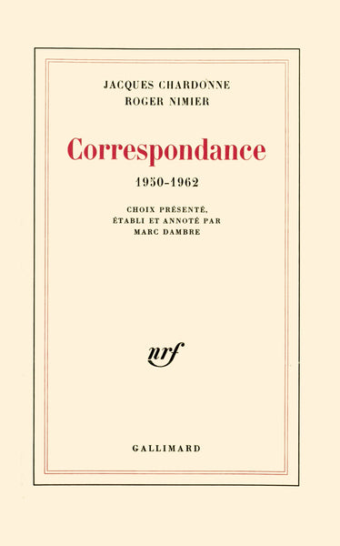 Correspondance: (1950-1962)