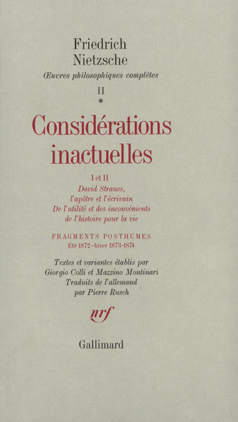 Considérations inactuelles I et II
