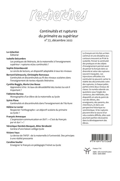 Continuités et ruptures du primaire au supérieur