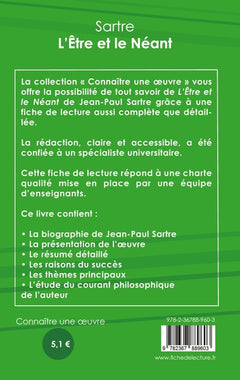 Fiche de lecture L'Être et le Néant de Jean-Paul Sartre (Analyse philosophique de référence et résumé complet)