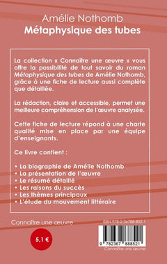 Fiche de lecture Métaphysique des tubes de Amélie Nothomb (Analyse littéraire de référence et résumé complet)