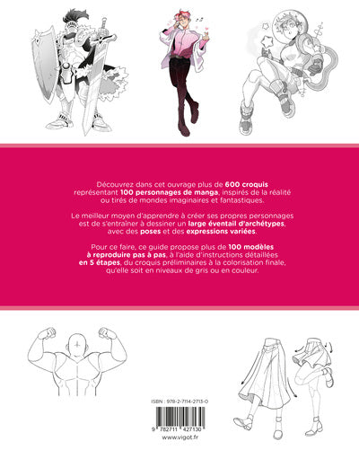 Dessiner au trait 100 personnages de manga