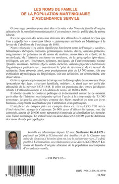Les noms de famille de la population martiniquaise d'ascendance servile