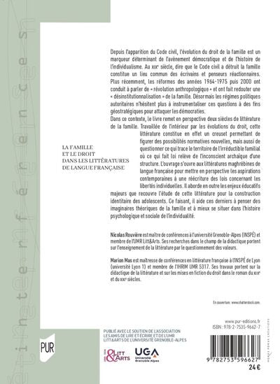 La famille et le droit dans les littératures de langue française