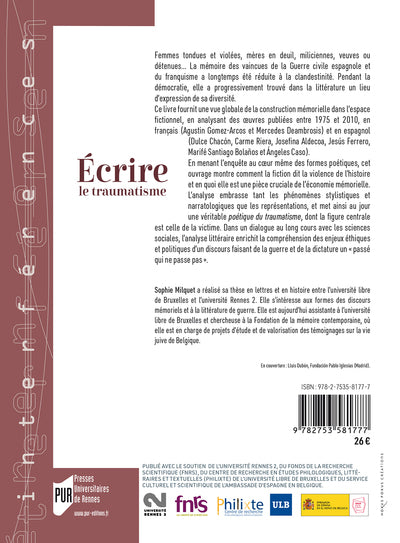 Écrire le traumatisme: Mémoire féminine de la guerre d'Espagne