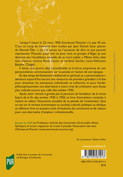 Emmanuel Mounier d'hier à aujourd'hui