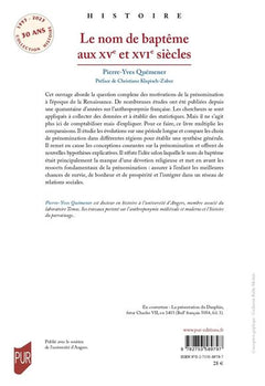 Le nom de baptême aux XVe et XVIe siècles