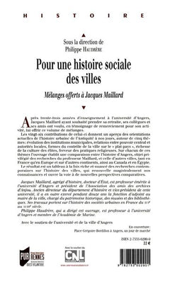 Pour une histoire sociale des villes