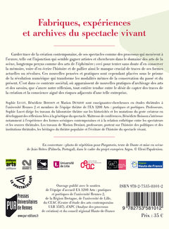 Fabriques, expériences et archives du spectacle vivant