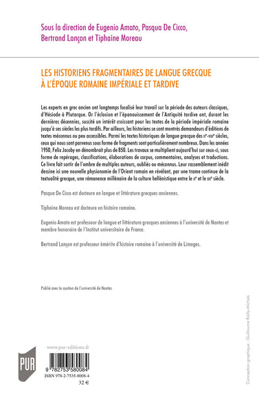 Les historiens fragmentaires de langue grecque à l'époque impériale et tardive