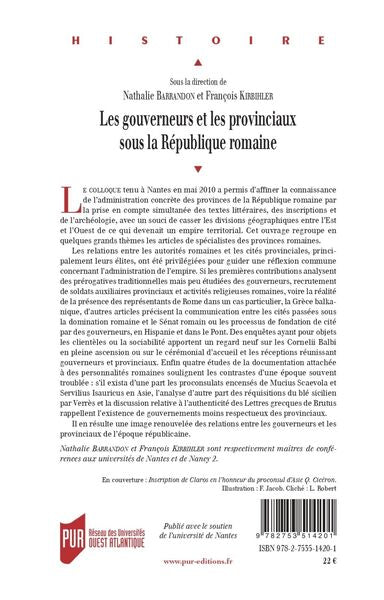Les gouverneurs et les provinciaux sous la République romaine