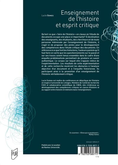 Enseignement de l'histoire et esprit critique
