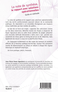 La note de synthèse, le rapport avec solutions opérationnelles
