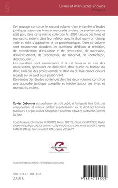 Livres et manuscrits anciens: Approche juridique Volume 2