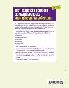 1001 exercices corrigés pour réussir sa spécialité mathématiques - Première