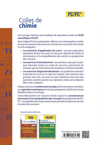 Colles de chimie - PC/PC* - Programme 2022