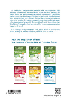 Physique-chimie 24 jours pour préparer l’oral du concours Banque PT - Filière PT - 2e édition actualisée