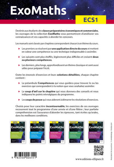 Maths ECS1: Exercices corrigés pour comprendre et réussir