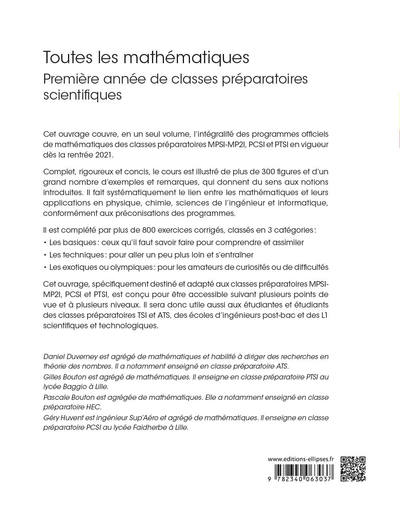 Toutes les mathématiques Première année de classes préparatoires scientifiques