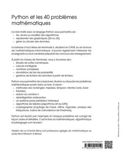 Python et les 40 problèmes mathématiques - Python par l’exemple et pour les maths, avec corrigés détaillés