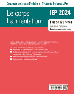 IEP Concours commun d'entrée en 1re année Sciences Po: Le corps / L'alimentation