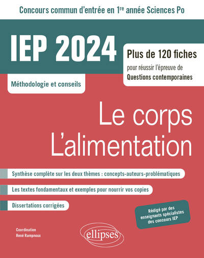 IEP Concours commun d'entrée en 1re année Sciences Po: Le corps / L'alimentation