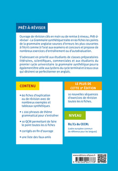 Prêt-à-réviser. Grammaire synthétique de l'anglais en 60 fiches pratiques et exercices corrigés • [B2-C1] • 2e édition augmentée