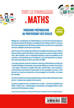 Tout le programme de mathématiques - Parcours préparatoire au professorat des écoles (PPPE)