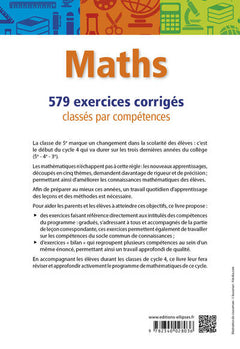 Maths - cycle 4 (5e, 4e et 3e) - 579 exercices corrigés classés par compétences