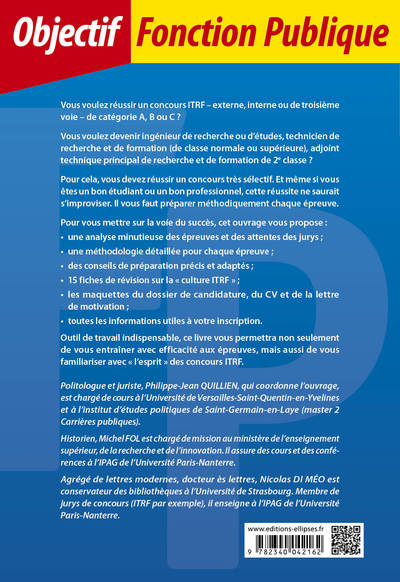Concours ITRF Ingénieurs, Techniciens de Recherche et Formation de catégorie A, B et C