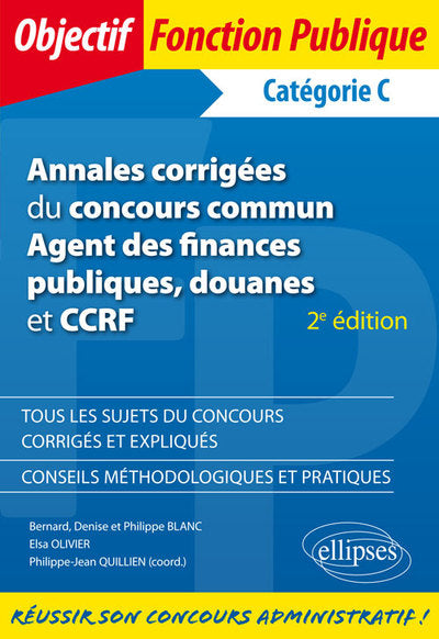 Annales corrigées du concours commun Agent des Finances Publiques Douanes et CCRF Catégorie C