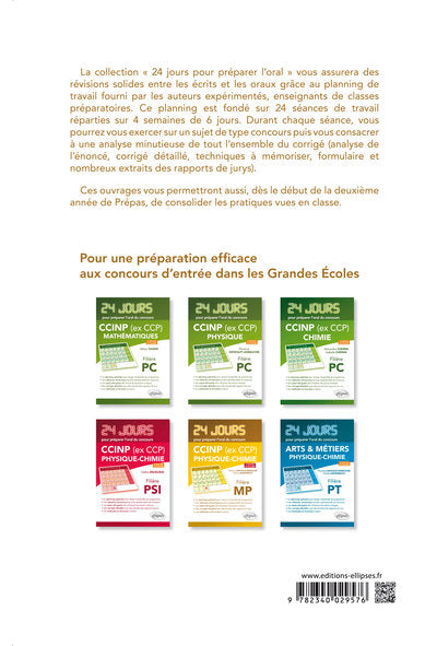 Physique 24 jours pour préparer l'oral du concours Mines-Ponts