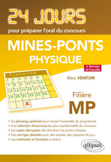 Physique 24 jours pour préparer l'oral du concours Mines-Ponts