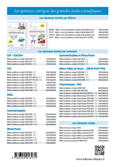 Problèmes corrigés de mathématiques posés aux concours Polytechnique 2014-2016: Tome 10