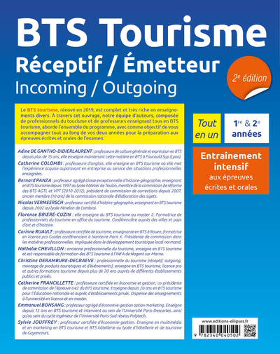 BTS Tourisme. Réceptif / Émetteur. Incoming / Outgoing