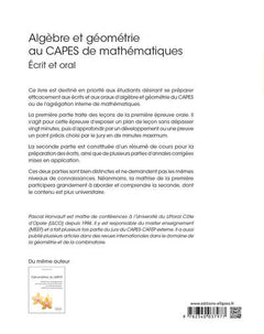 Algèbre et géométrie au CAPES de mathématiques - Écrit et oral