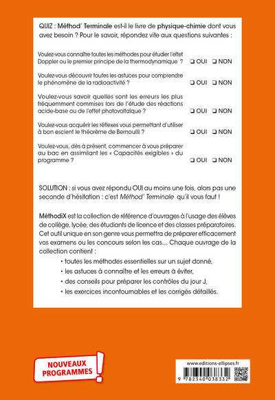 Spécialité Physique-Chimie - Terminale - Nouveaux programmes