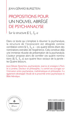 Propositions pour un nouvel abrégé de psychanalyse