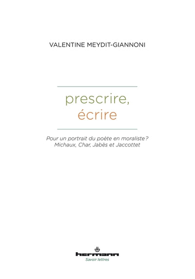 Prescrire, écrire