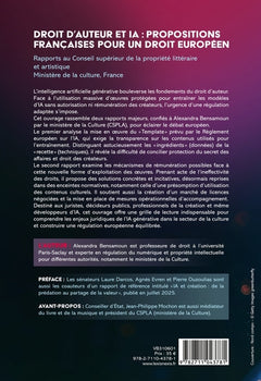 Droit d'auteur et IA : propositions françaises pour un droit européen