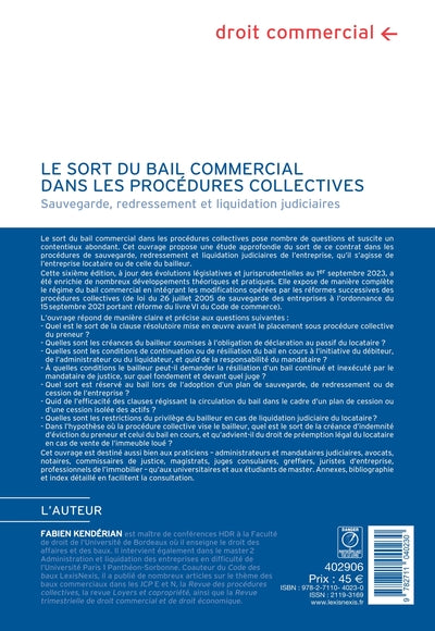 Le sort du bail commercial dans les procédures collectives