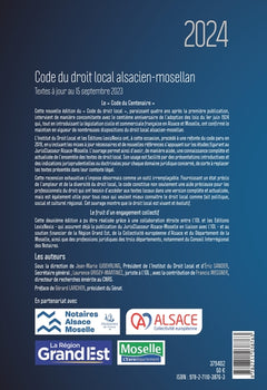 Code du droit local alsacien-mosellan 2024