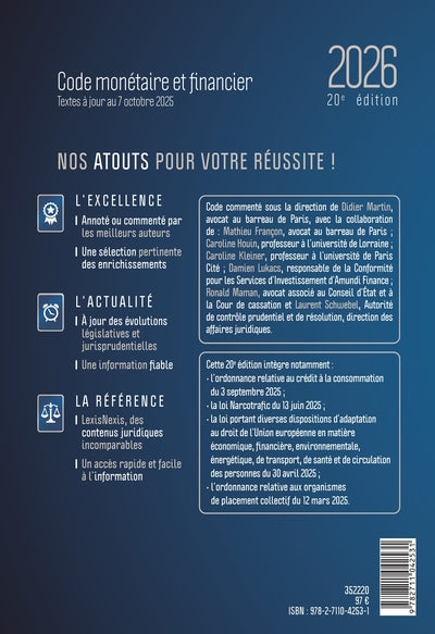 Code monétaire et financier 2026