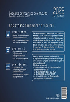 Code des entreprises en difficulté 2026