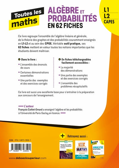Toutes les maths – Algèbres et Probabilités en 62 fiches