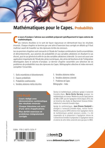 Mathématiques pour le Capes. Probabilités