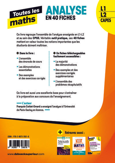 Toutes les maths – Analyse en 40 fiches