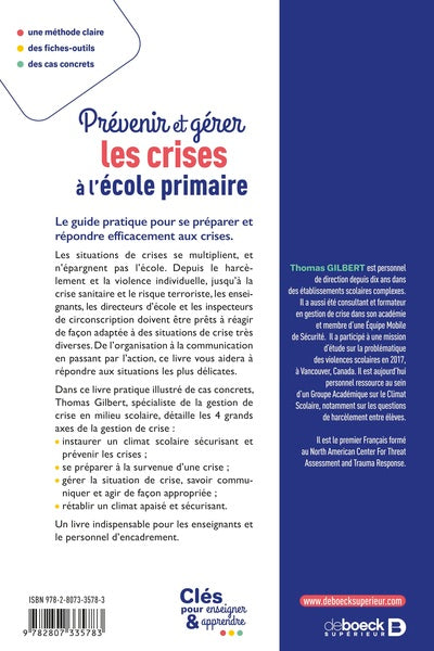 Prévenir et gérer les crises à l'école primaire