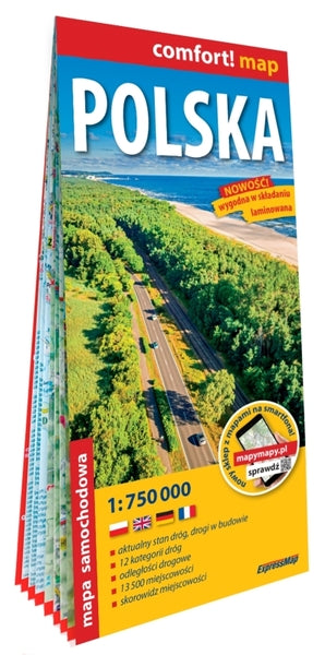 Pologne 1/750.000 (carte grand format laminée). Poland / Polska